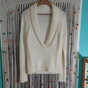 LOFT Ivory Shawl Neck Sweater